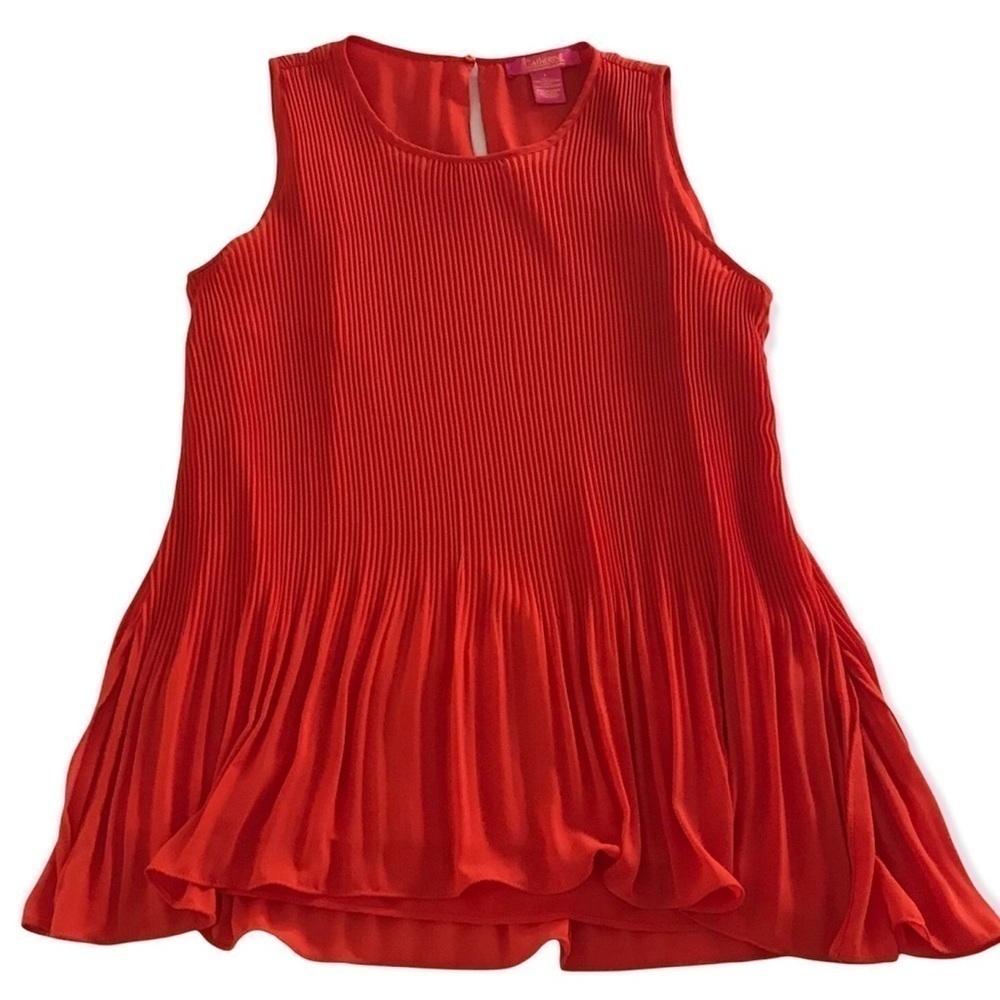Catherine Malandrino Blaze Color Pleated Sleeveless Top Blouse. Size Large